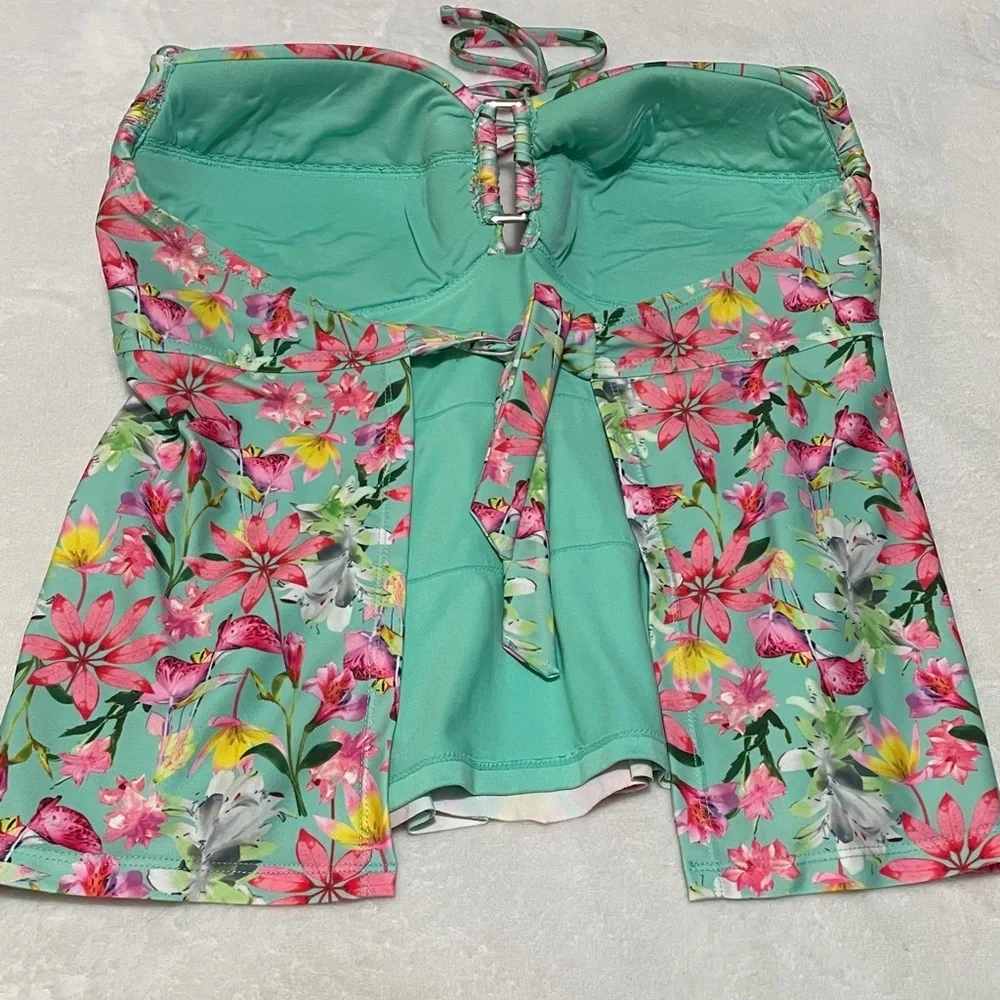 Catalina Floral Tankini Halter Swim Top Sz 12/14